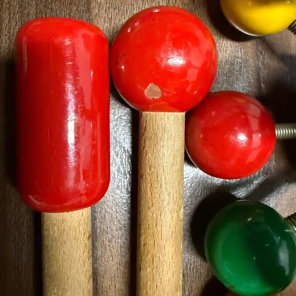 Very Rare vintage Kouvalias Vibrant Wooden Toy with Red, Yellow, Green, and Blue